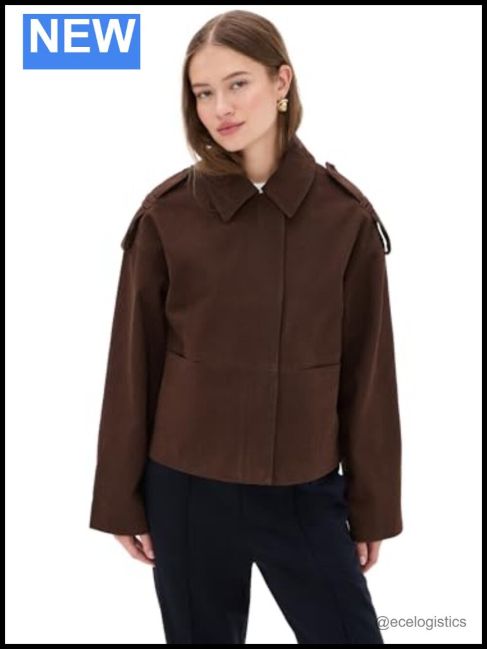 Cropped Aviator Jacket Mid-Weight Cotton Twill Snap Front